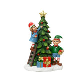 Decoris Polyresin Elfs with Tree 20cm - Green